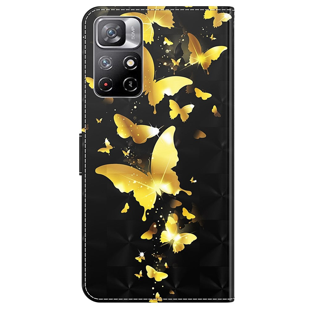 For Xiaomi Redmi Note 11 5G (China) (MediaTek)/Note 11T 5G/Note 11S 5G 3D Pattern Printing Magnetic PU Leather Wallet Stand Book Cover with Strap