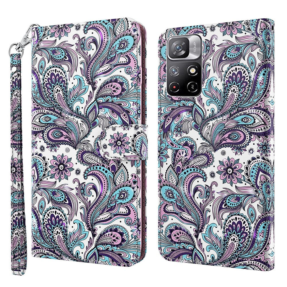 For Xiaomi Redmi Note 11 5G (China) (MediaTek)/Note 11T 5G/Note 11S 5G 3D Pattern Printing Magnetic PU Leather Wallet Stand Book Cover with Strap