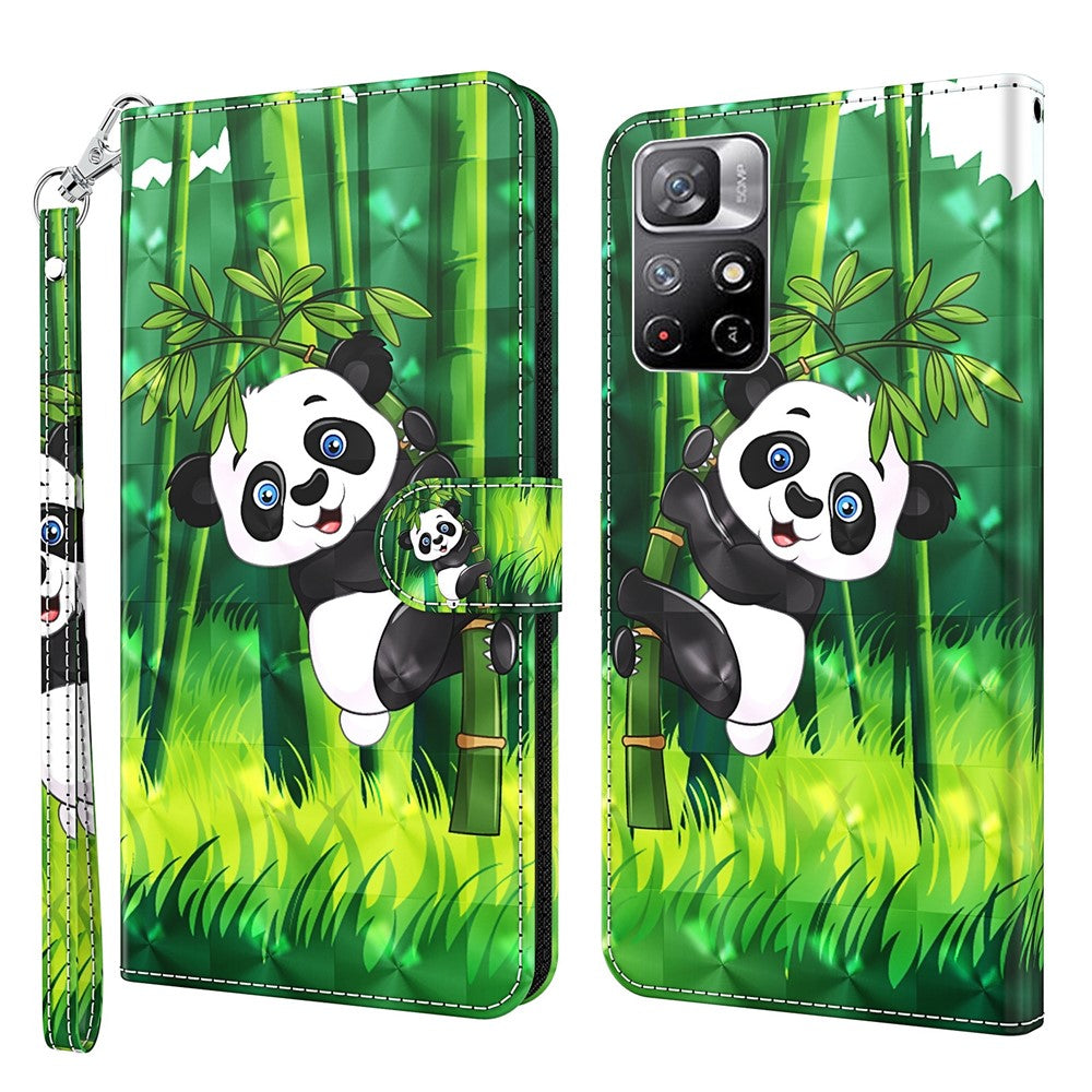 For Xiaomi Redmi Note 11 5G (China) (MediaTek)/Note 11T 5G/Note 11S 5G 3D Pattern Printing Magnetic PU Leather Wallet Stand Book Cover with Strap