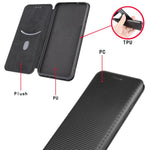 For Xiaomi Redmi Note 11 Pro 5G (China) (MediaTek)/11 Pro+ 5G Carbon Fiber Texture Anti-scratch Auto-absorbed Magnetic Closure Ring Strap Leather Stand Phone Case