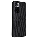 For Xiaomi Redmi Note 11 Pro 5G (China) (MediaTek)/11 Pro+ 5G Carbon Fiber Texture Anti-scratch Auto-absorbed Magnetic Closure Ring Strap Leather Stand Phone Case