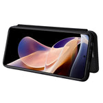 For Xiaomi Redmi Note 11 Pro 5G (China) (MediaTek)/11 Pro+ 5G Carbon Fiber Texture Anti-scratch Auto-absorbed Magnetic Closure Ring Strap Leather Stand Phone Case