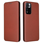 Xiaomi Redmi Note 11 Pro 5G (Kina) (MediaTek)/11 Pro+ 5G-mobilcover i læder med kulfiberstruktur, ridsefast, selvabsorberende, magnetisk lukning, ringrem og stativ