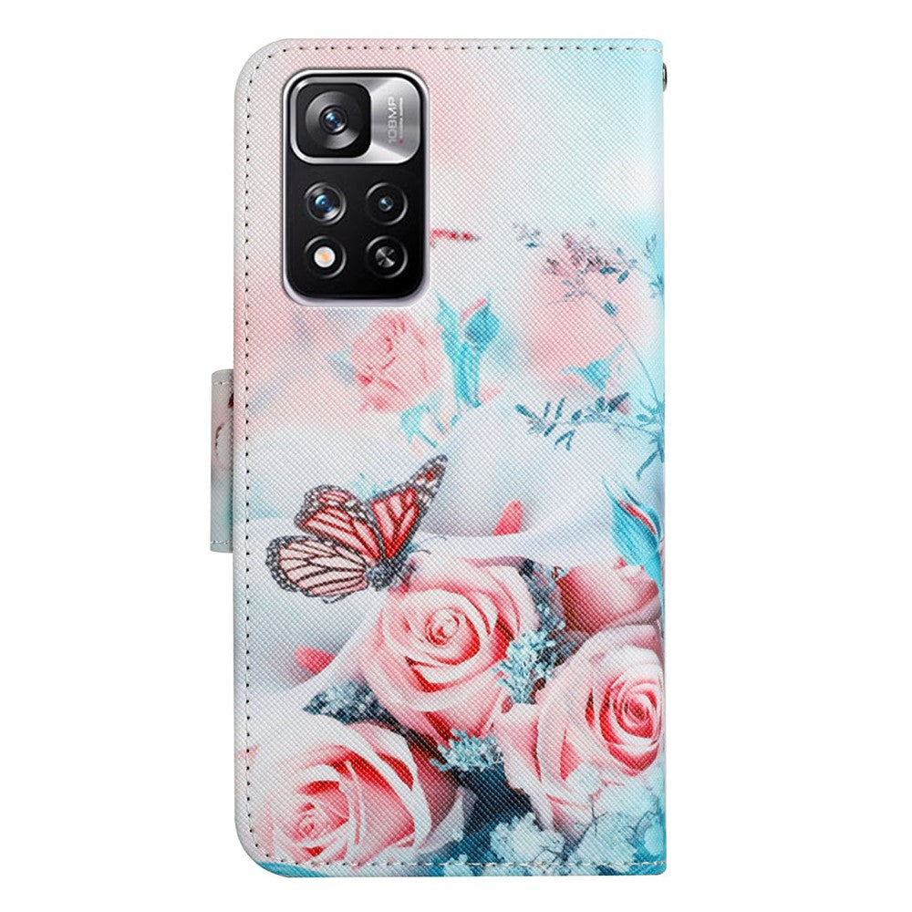 Cross Texture Pattern Printing Leather Stand Wallet Cover Flip Phone Case with Hand Strap for Xiaomi Redmi Note 11 Pro 5G (China) (MediaTek)/Note 11 Pro+ 5G