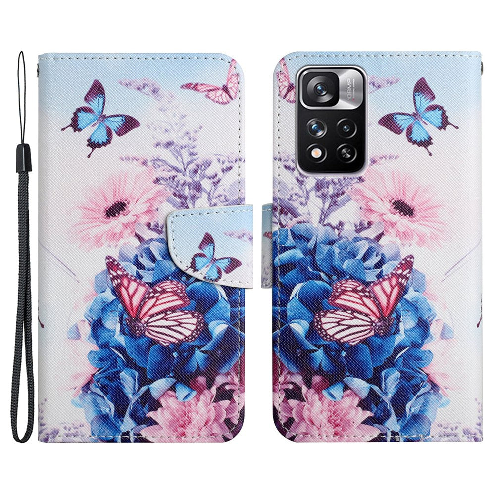 Cross Texture Pattern Printing Leather Stand Wallet Cover Flip Phone Case with Hand Strap for Xiaomi Redmi Note 11 Pro 5G (China) (MediaTek)/Note 11 Pro+ 5G