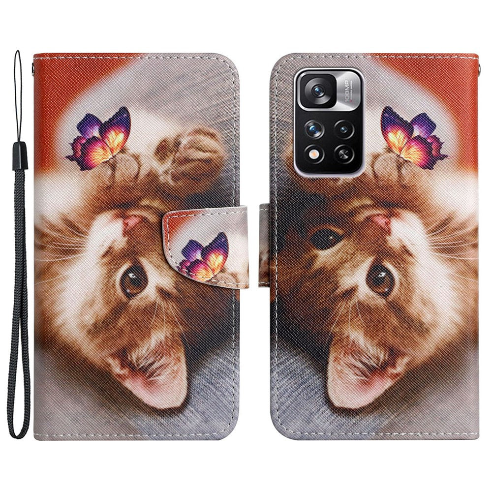 Cross Texture Pattern Printing Leather Stand Wallet Cover Flip Phone Case with Hand Strap for Xiaomi Redmi Note 11 Pro 5G (China) (MediaTek)/Note 11 Pro+ 5G