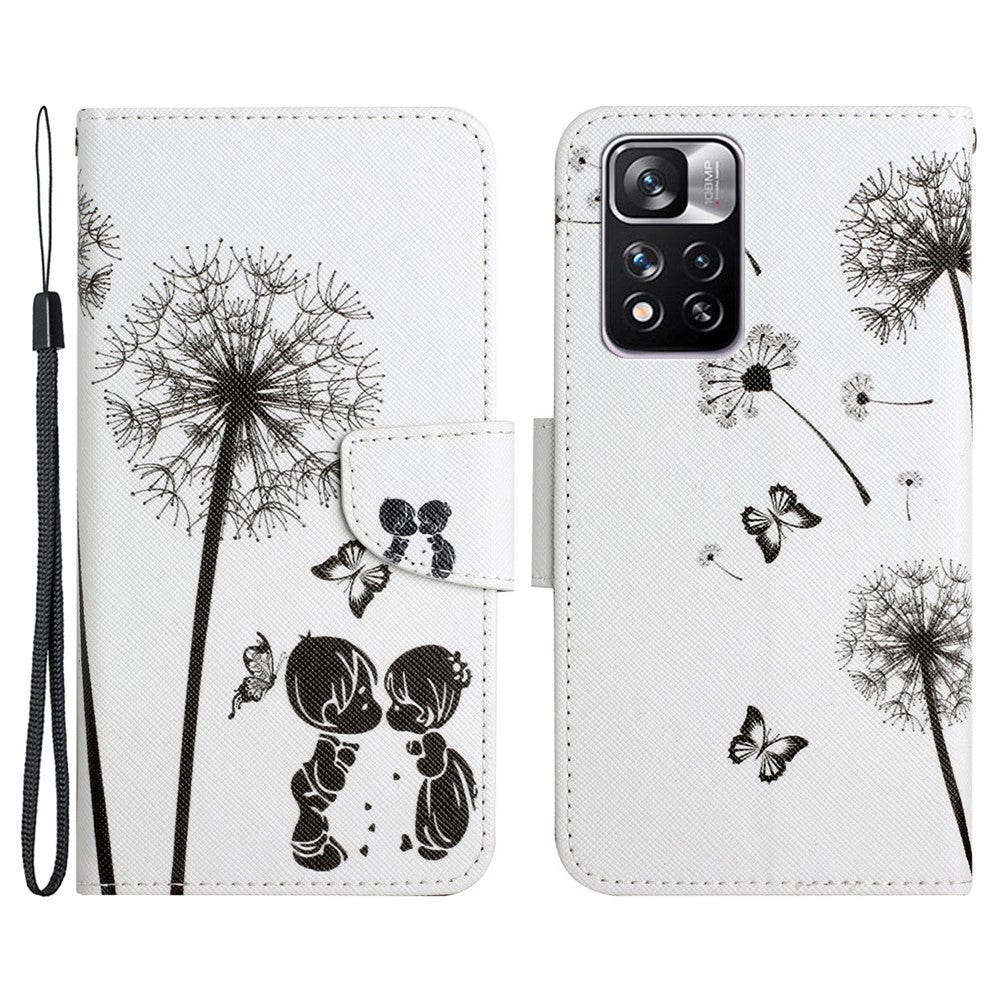 Cross Texture Pattern Printing Leather Stand Wallet Cover Flip Phone Case with Hand Strap for Xiaomi Redmi Note 11 Pro 5G (China) (MediaTek)/Note 11 Pro+ 5G