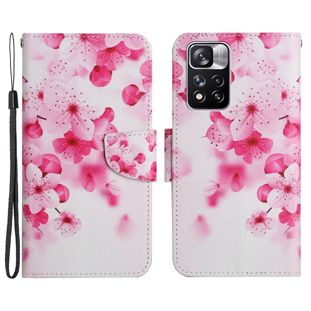 Cross Texture Pattern Printing Leather Stand Wallet Cover Flip Phone Case with Hand Strap for Xiaomi Redmi Note 11 Pro 5G (China) (MediaTek)/Note 11 Pro+ 5G