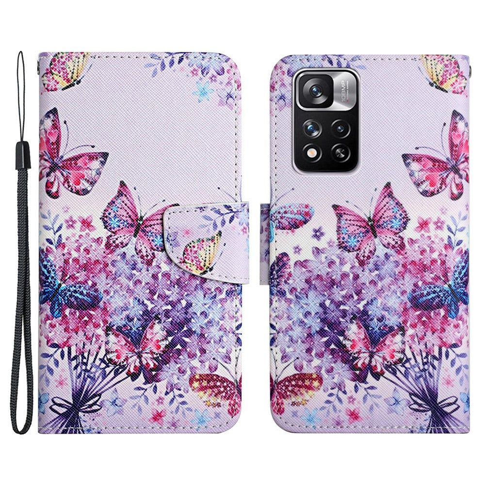 Cross Texture Pattern Printing Leather Stand Wallet Cover Flip Phone Case with Hand Strap for Xiaomi Redmi Note 11 Pro 5G (China) (MediaTek)/Note 11 Pro+ 5G