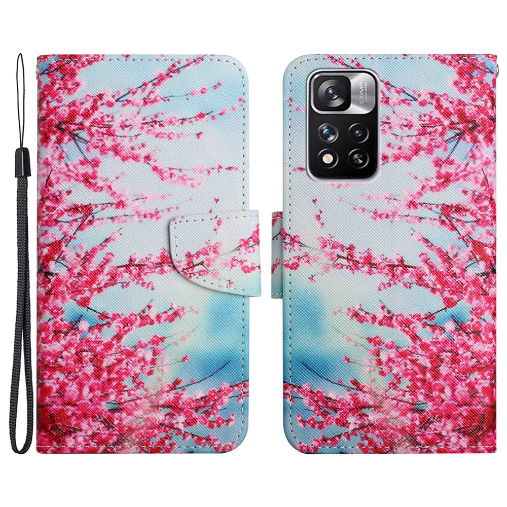 Cross Texture Pattern Printing Leather Stand Wallet Cover Flip Phone Case with Hand Strap for Xiaomi Redmi Note 11 Pro 5G (China) (MediaTek)/Note 11 Pro+ 5G