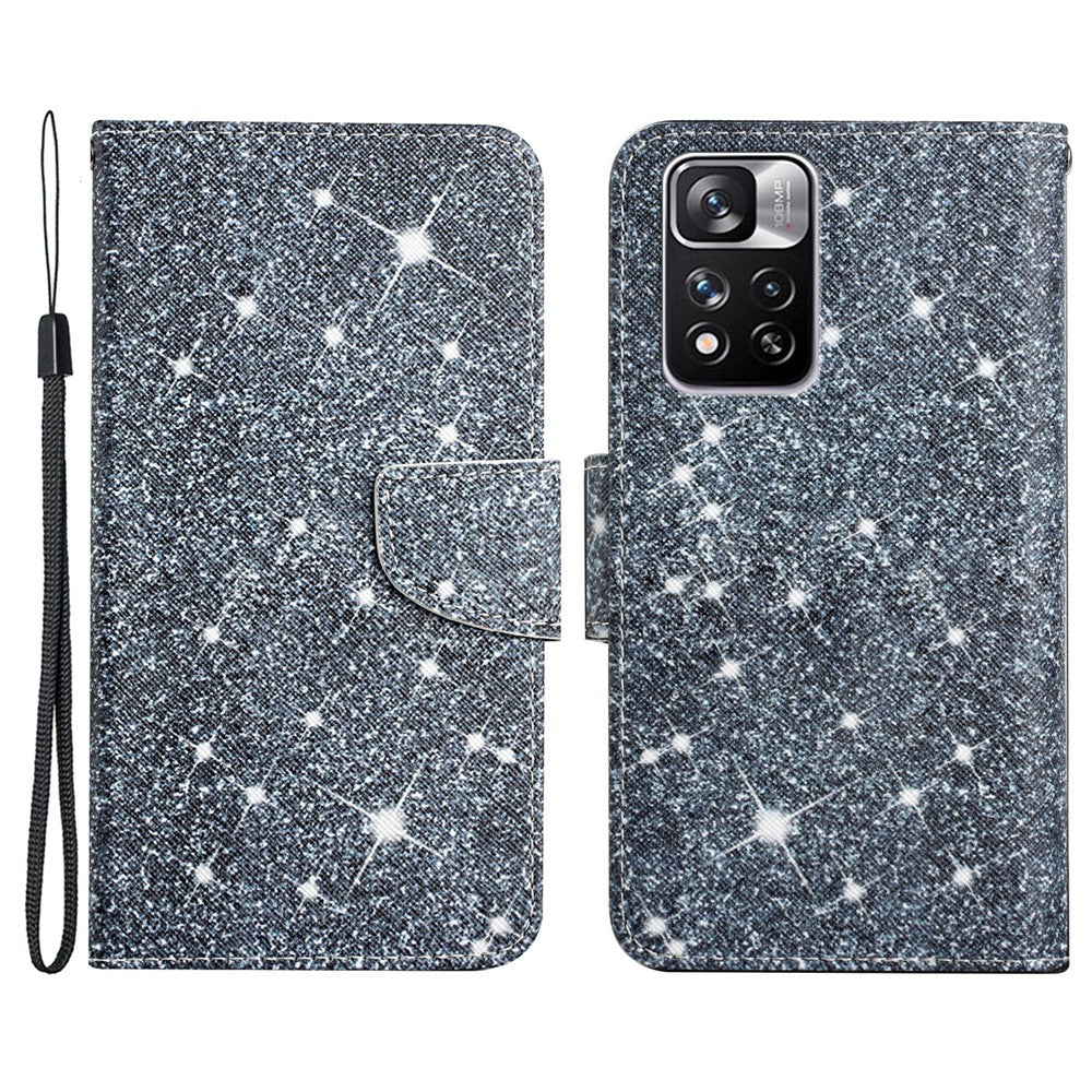 Cross Texture Pattern Printing Leather Stand Wallet Cover Flip Phone Case with Hand Strap for Xiaomi Redmi Note 11 Pro 5G (China) (MediaTek)/Note 11 Pro+ 5G