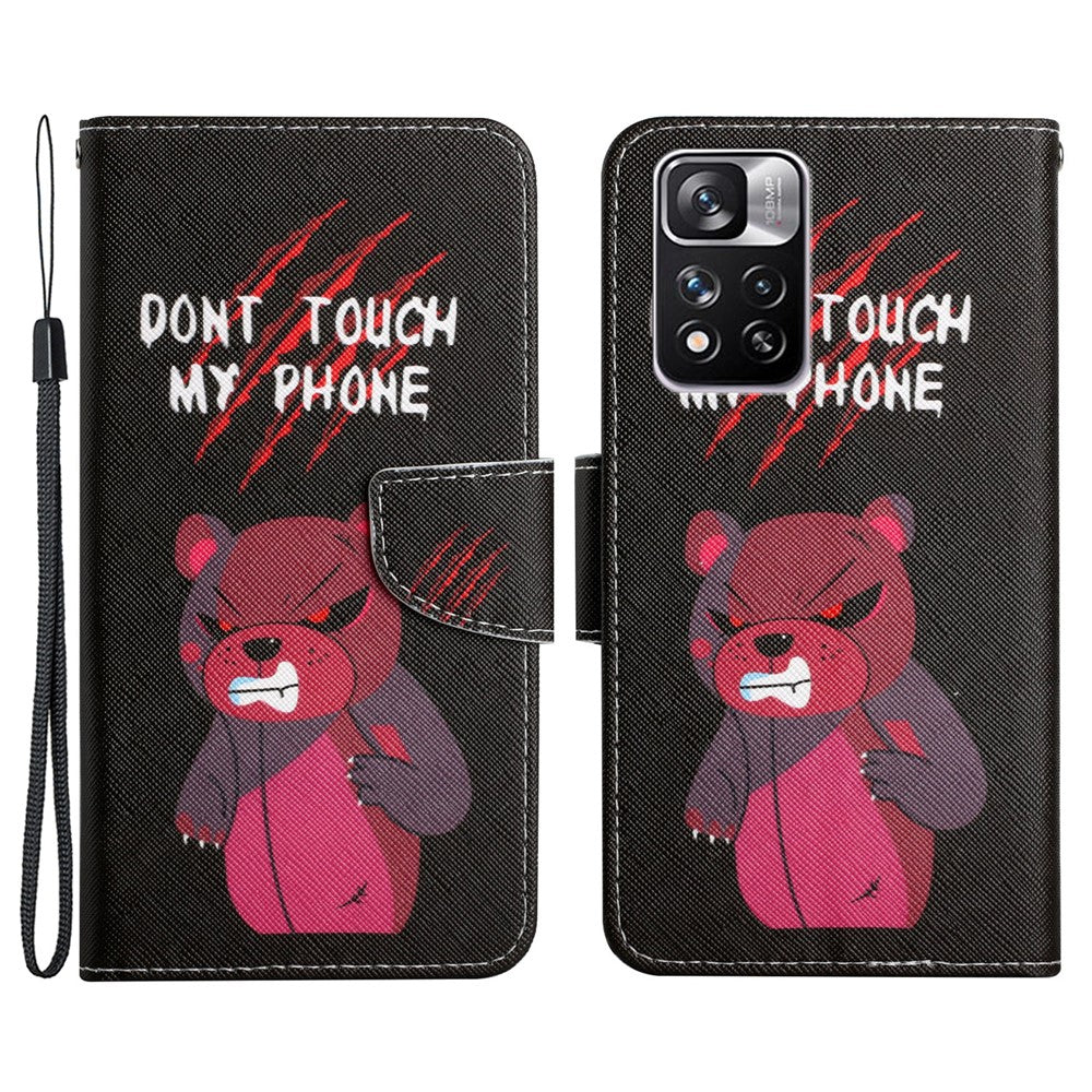 Cross Texture Pattern Printing Leather Stand Wallet Cover Flip Phone Case with Hand Strap for Xiaomi Redmi Note 11 Pro 5G (China) (MediaTek)/Note 11 Pro+ 5G