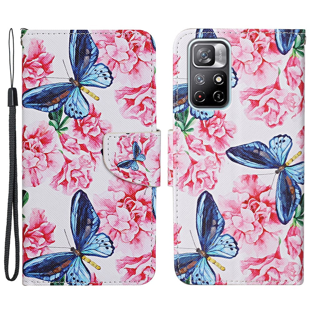 For Xiaomi Redmi Note 11 5G (China) (MediaTek)/Note 11T 5G/Note 11S 5G Cross Texture PU Leather Cover Pattern Printing Flip Wallet Stand Protective Phone Case with Strap