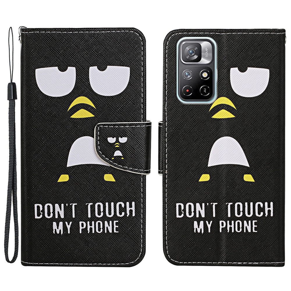 For Xiaomi Redmi Note 11 5G (China) (MediaTek)/Note 11T 5G/Note 11S 5G Cross Texture PU Leather Cover Pattern Printing Flip Wallet Stand Protective Phone Case with Strap