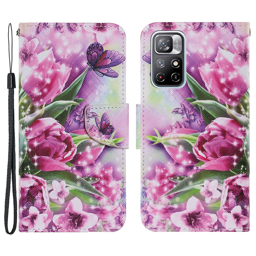 For Xiaomi Redmi Note 11 5G (China) (MediaTek)/Note 11T 5G/Note 11S 5G Pattern Printing TPU+PU Leather Wallet Phone Case Stand Flip Full Body Shockproof Protective Cover