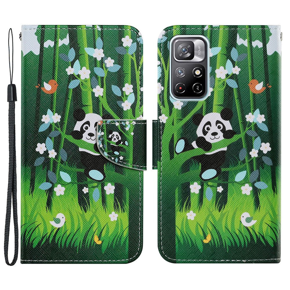 For Xiaomi Redmi Note 11 5G (China) (MediaTek)/Note 11T 5G/Note 11S 5G Pattern Printing TPU+PU Leather Wallet Phone Case Stand Flip Full Body Shockproof Protective Cover