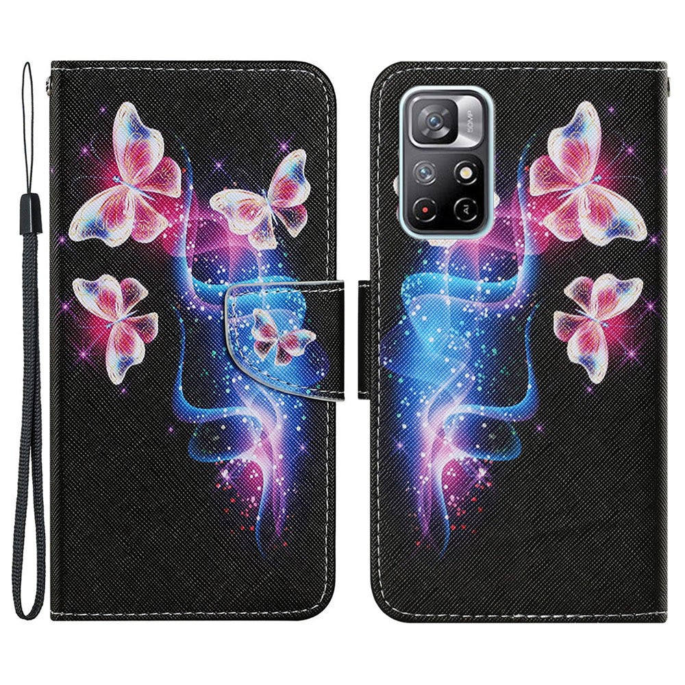 For Xiaomi Redmi Note 11 5G (China) (MediaTek)/Note 11T 5G/Note 11S 5G Pattern Printing TPU+PU Leather Wallet Phone Case Stand Flip Full Body Shockproof Protective Cover