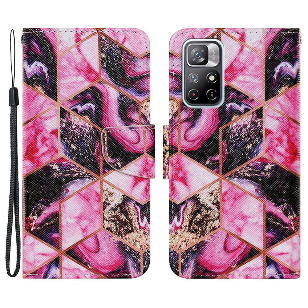 For Xiaomi Redmi Note 11 5G (China) (MediaTek)/Note 11T 5G/Note 11S 5G Pattern Printing TPU+PU Leather Wallet Phone Case Stand Flip Full Body Shockproof Protective Cover