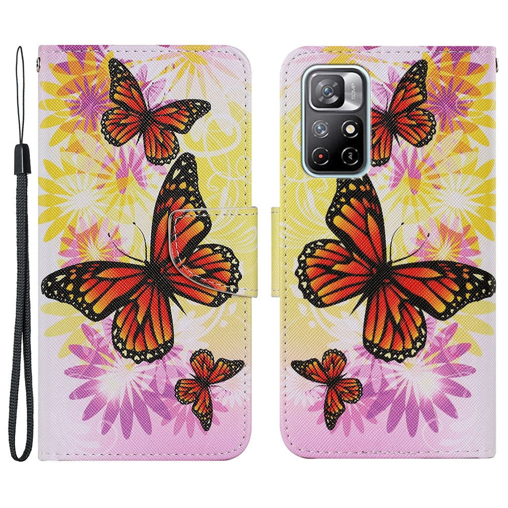 For Xiaomi Redmi Note 11 5G (China) (MediaTek)/Note 11T 5G/Note 11S 5G Pattern Printing TPU+PU Leather Wallet Phone Case Stand Flip Full Body Shockproof Protective Cover