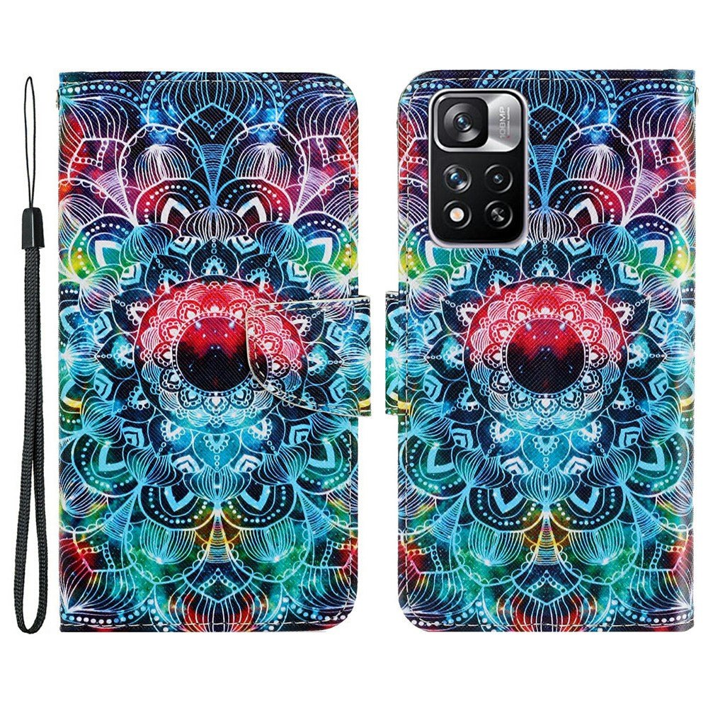 Folio Flip Läderfodral med Korsstruktur, Plånboksfodral, Mönstertryck och Mobilrem för Xiaomi Redmi Note 11 Pro 5G (Kina) (MediaTek)/Note 11 Pro+ 5G
