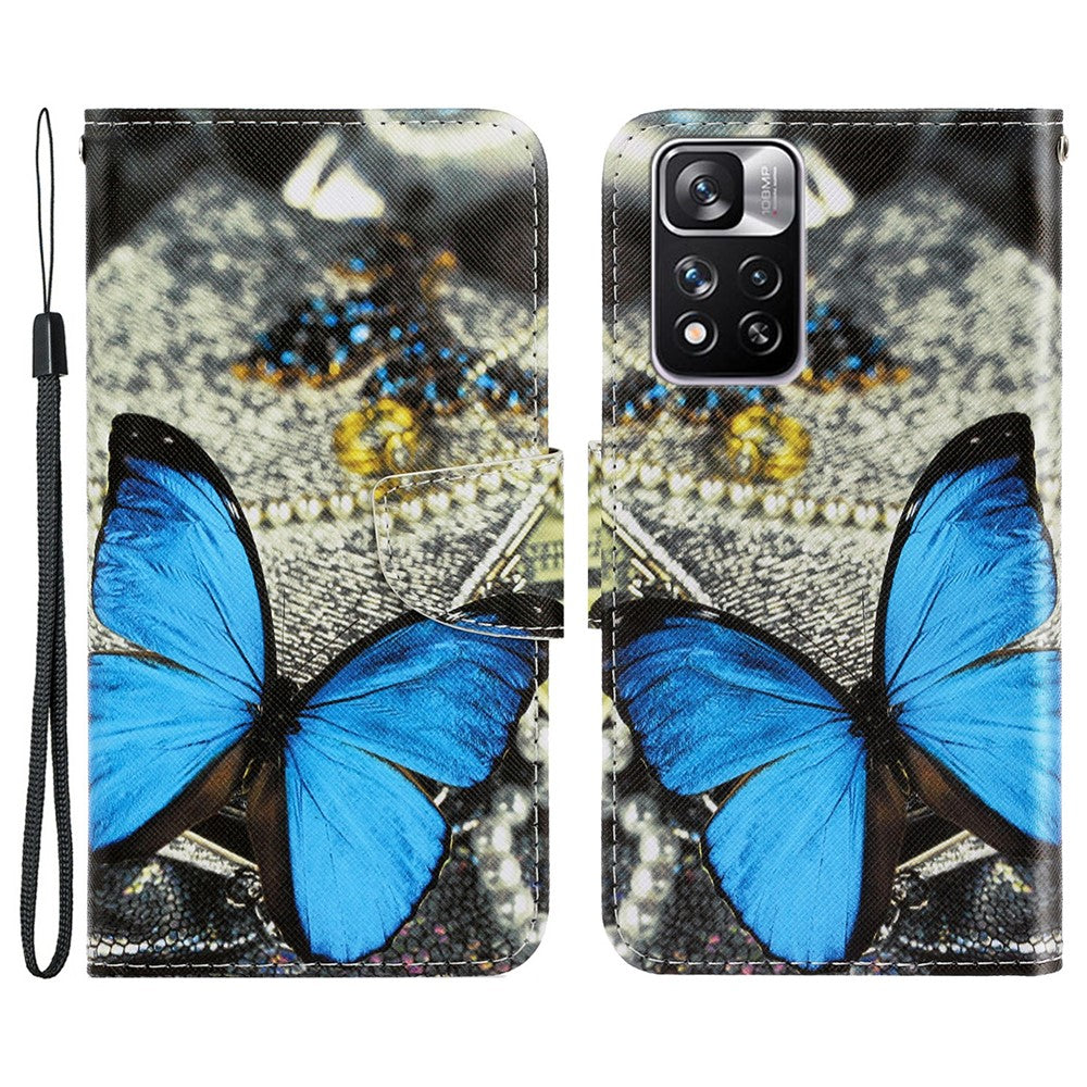 Folio Flip Läderfodral med Korsstruktur, Plånboksfodral, Mönstertryck och Mobilrem för Xiaomi Redmi Note 11 Pro 5G (Kina) (MediaTek)/Note 11 Pro+ 5G