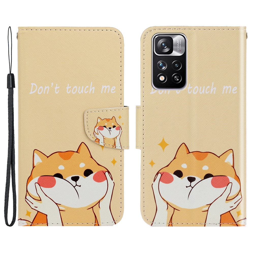 Folio Flip Cross Texture Leather Cover Wallet Stand Pattern Printing Phone Case with Strap for Xiaomi Redmi Note 11 Pro 5G (China) (MediaTek)/Note 11 Pro+ 5G
