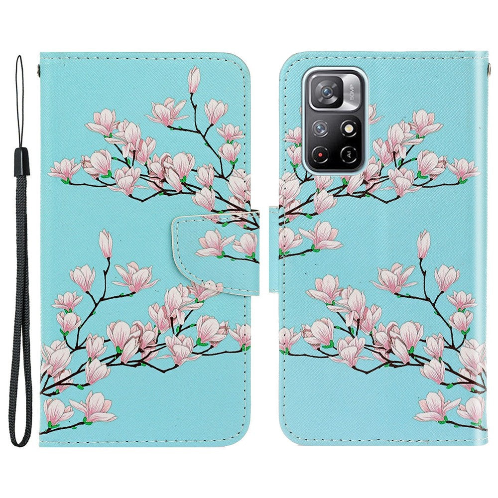 For Xiaomi Redmi Note 11 5G (China) (MediaTek)/Note 11T 5G/Note 11S 5G Pattern Printing Cross Texture PU Leather Wallet Case Magnetic Flip Stand Folio Cover with Strap