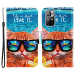 For Xiaomi Redmi Note 11 5G (China) (MediaTek)/Note 11T 5G/Note 11S 5G Pattern Printing Cross Texture PU Leather Wallet Case Magnetic Flip Stand Folio Cover with Strap