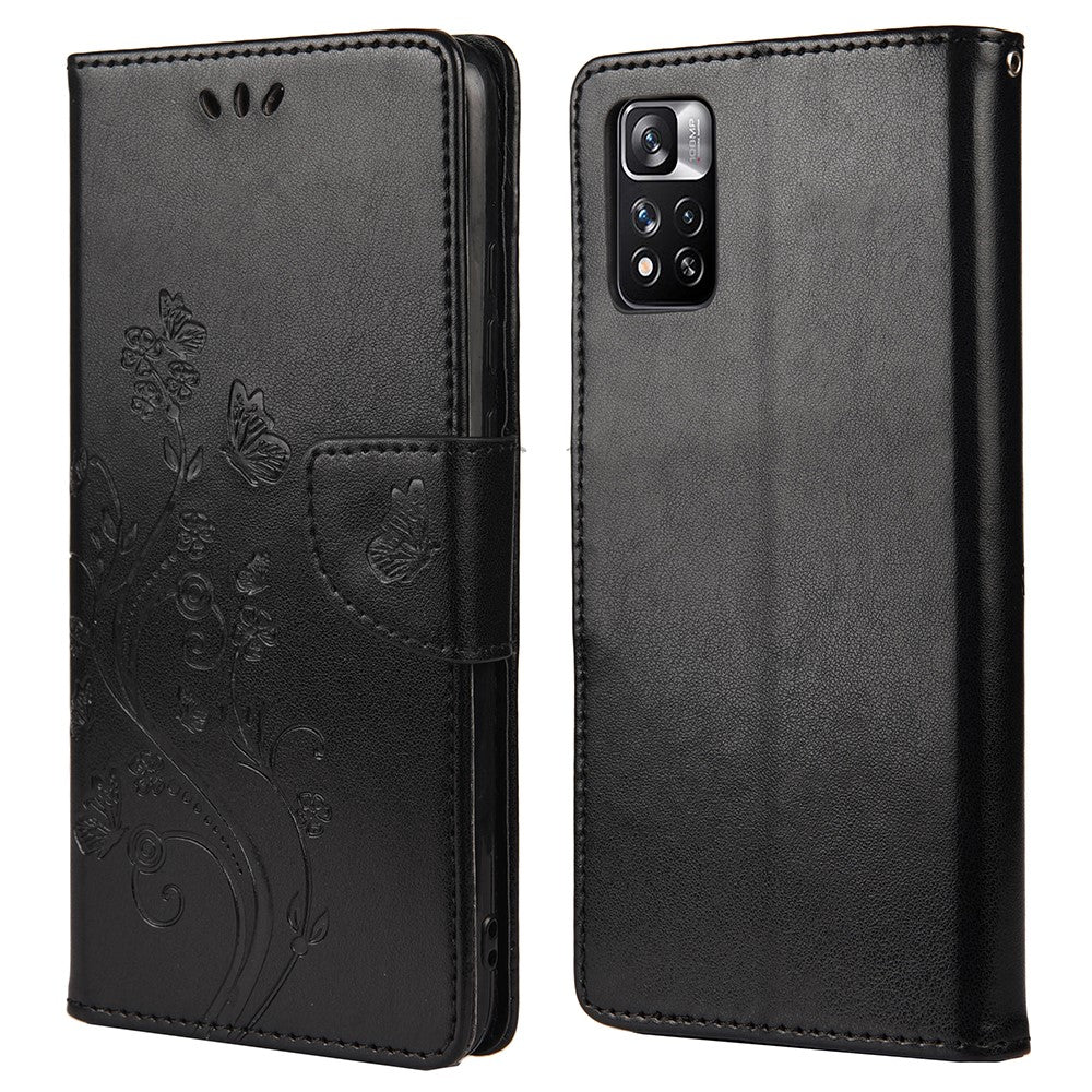 Imprinted Butterfly Flower Pattern PU Leather Magnetic Flip Cover Stand Feature Wallet Phone Case for Xiaomi Redmi Note 11 Pro 5G (China) (MediaTek)/Note 11 Pro+ 5G