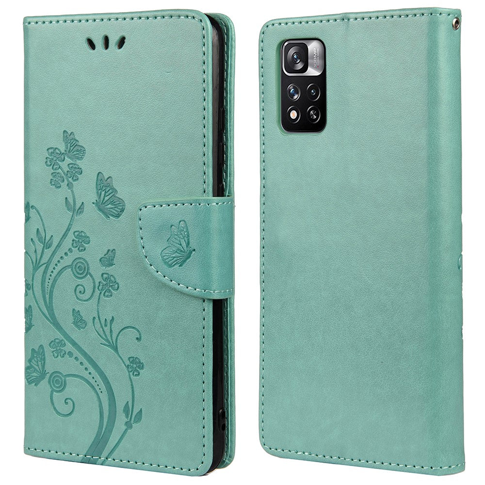 Imprinted Butterfly Flower Pattern PU Leather Magnetic Flip Cover Stand Feature Wallet Phone Case for Xiaomi Redmi Note 11 Pro 5G (China) (MediaTek)/Note 11 Pro+ 5G