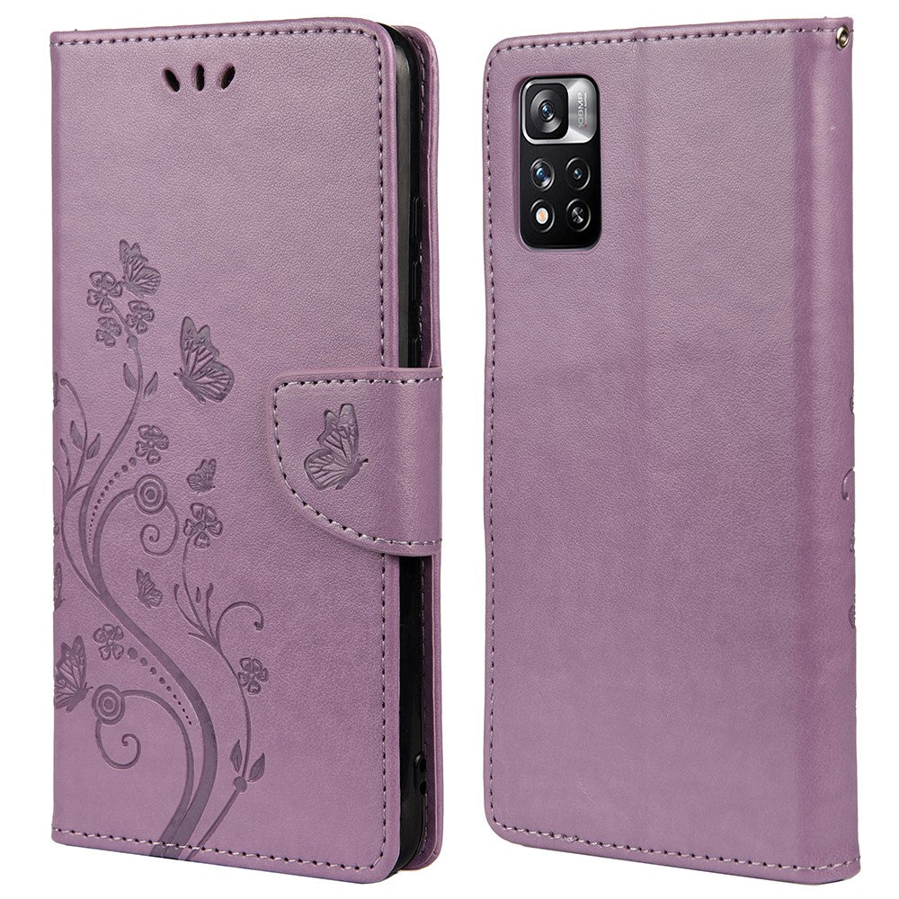 Imprinted Butterfly Flower Pattern PU Leather Magnetic Flip Cover Stand Feature Wallet Phone Case for Xiaomi Redmi Note 11 Pro 5G (China) (MediaTek)/Note 11 Pro+ 5G