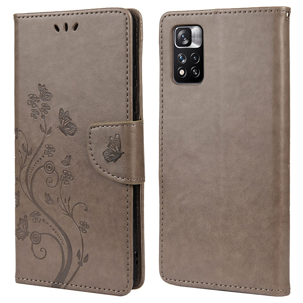 Imprinted Butterfly Flower Pattern PU Leather Magnetic Flip Cover Stand Feature Wallet Phone Case for Xiaomi Redmi Note 11 Pro 5G (China) (MediaTek)/Note 11 Pro+ 5G