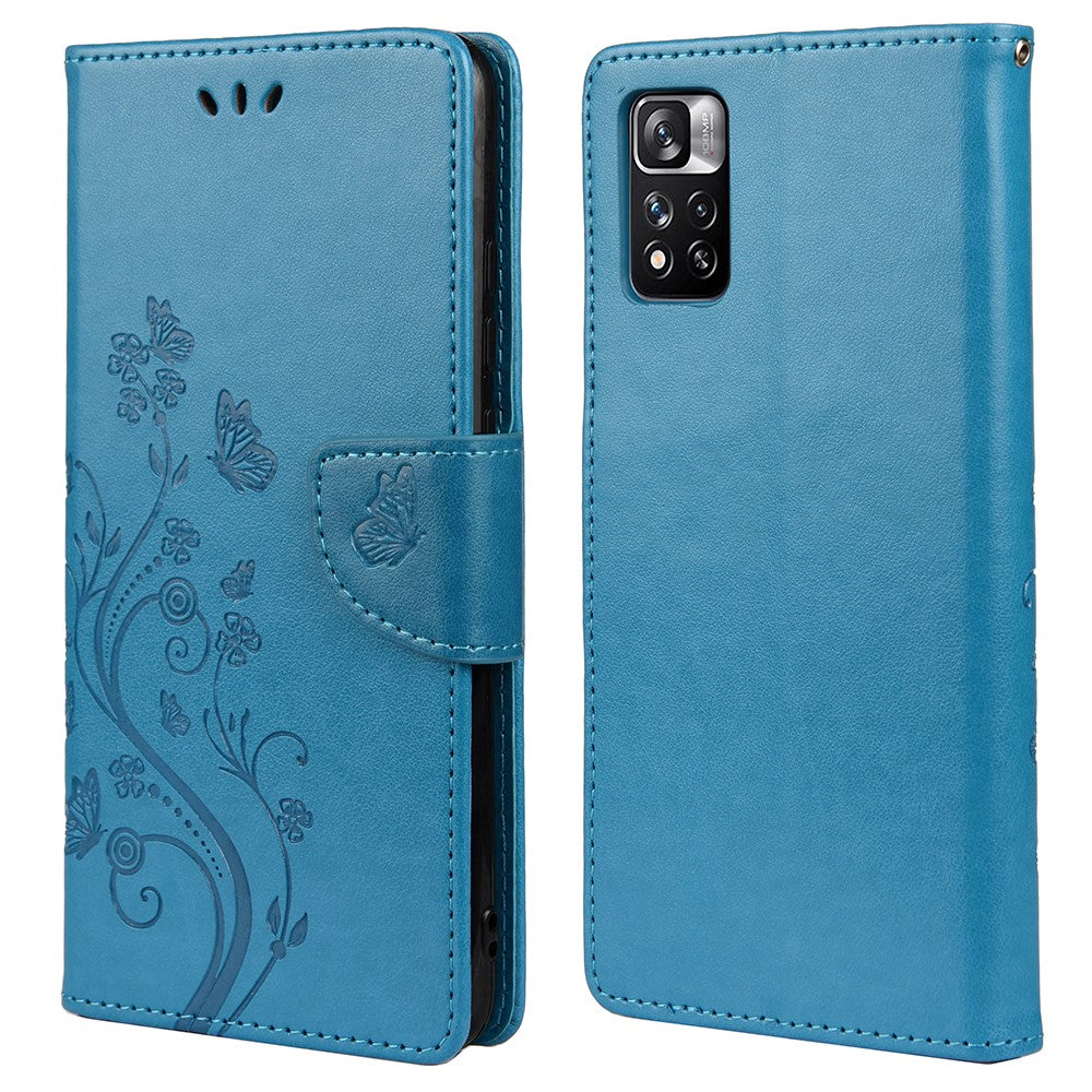Imprinted Butterfly Flower Pattern PU Leather Magnetic Flip Cover Stand Feature Wallet Phone Case for Xiaomi Redmi Note 11 Pro 5G (China) (MediaTek)/Note 11 Pro+ 5G