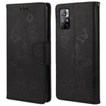 Xiaomi Redmi Note 11 5G (Kina) (MediaTek)/Note 11T 5G/Note 11S 5G Stötdämpande tryck Vacker fjärilsblomma Skyddande mobilskal Flip Stativ Plånbok Läderfodral