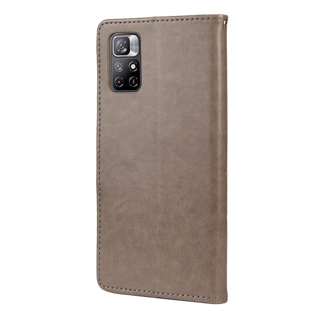 Xiaomi Redmi Note 11 5G (Kina) (MediaTek)/Note 11T 5G/Note 11S 5G Stativfodral med tryck, fjärilsblomma, fällbart läderfodral