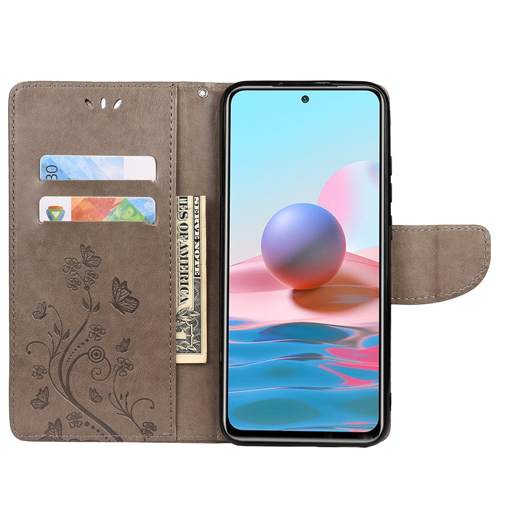Xiaomi Redmi Note 11 5G (Kina) (MediaTek)/Note 11T 5G/Note 11S 5G Stativfodral med tryck, fjärilsblomma, fällbart läderfodral