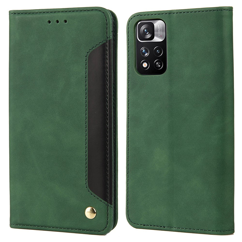 Skin-touch Feeling Stand Wallet Color Splicing Phone Case Leather Cover for Xiaomi Redmi Note 11 Pro 5G (China) (MediaTek)/Note 11 Pro+ 5G