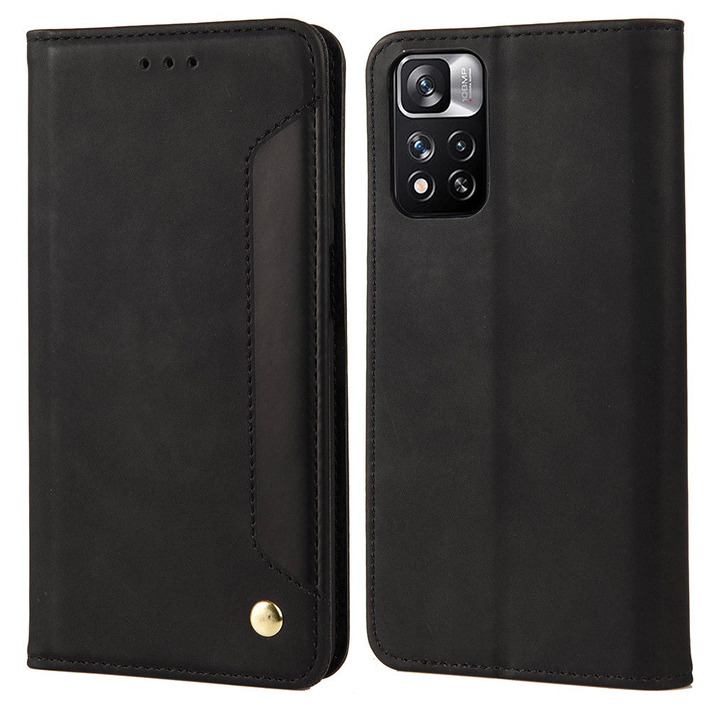 Skin-touch Feeling Stand Wallet Color Splicing Phone Case Leather Cover for Xiaomi Redmi Note 11 Pro 5G (China) (MediaTek)/Note 11 Pro+ 5G