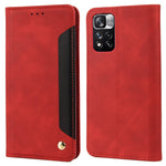 Skin-touch Feeling Stand Wallet Color Splicing Phone Case Leather Cover for Xiaomi Redmi Note 11 Pro 5G (China) (MediaTek)/Note 11 Pro+ 5G