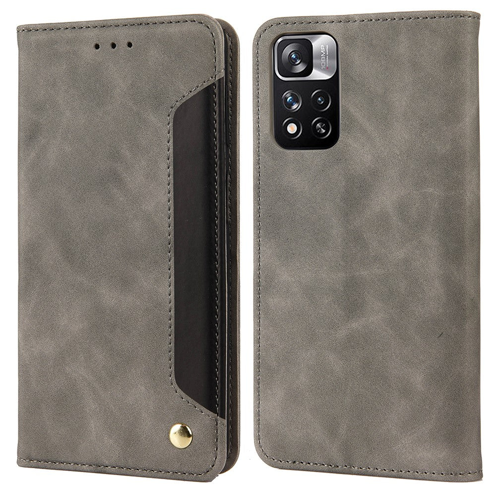 Skin-touch Feeling Stand Wallet Color Splicing Phone Case Leather Cover for Xiaomi Redmi Note 11 Pro 5G (China) (MediaTek)/Note 11 Pro+ 5G