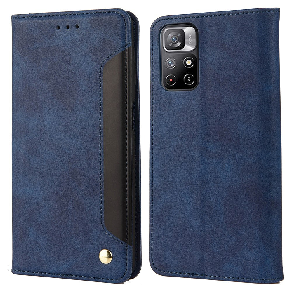 For Xiaomi Redmi Note 11 5G (China) (MediaTek)/Note 11T 5G/Note 11S 5G Color Splicing Full Protection Leather Stand Wallet Cover Phone Case