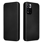 Korthållare, ringrem, kolfiberstruktur, reptåligt, fallsäkert, självabsorberande magnetisk stängning, läderfodral med stativ för Xiaomi Redmi Note 11 5G (Kina) (MediaTek)/Redmi Note 11T 5G/Redmi Note 11S 5G
