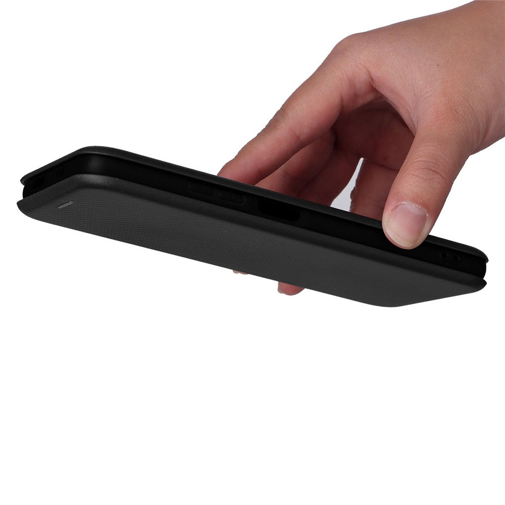 Korthållare, ringrem, kolfiberstruktur, reptåligt, fallsäkert, självabsorberande magnetisk stängning, läderfodral med stativ för Xiaomi Redmi Note 11 5G (Kina) (MediaTek)/Redmi Note 11T 5G/Redmi Note 11S 5G