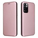 Korthållare, ringrem, kolfiberstruktur, reptåligt, fallsäkert, självabsorberande magnetisk stängning, läderfodral med stativ för Xiaomi Redmi Note 11 5G (Kina) (MediaTek)/Redmi Note 11T 5G/Redmi Note 11S 5G