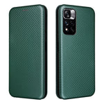 Korthållare, ringrem, kolfiberstruktur, reptåligt, fallsäkert, självabsorberande magnetisk stängning, läderfodral med stativ för Xiaomi Redmi Note 11 5G (Kina) (MediaTek)/Redmi Note 11T 5G/Redmi Note 11S 5G