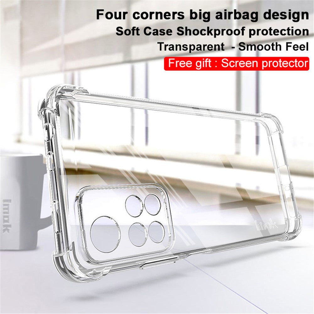 IMAK Four Corner Airbags Shockproof Transparent TPU Phone Case Cover with Screen Protector for Xiaomi Redmi Note 11 Pro+ 5G/Redmi Note 11 Pro 5G (China) (MediaTek)