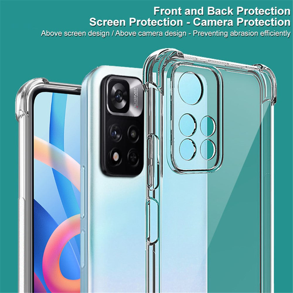 IMAK Four Corner Airbags Shockproof Transparent TPU Phone Case Cover with Screen Protector for Xiaomi Redmi Note 11 Pro+ 5G/Redmi Note 11 Pro 5G (China) (MediaTek)