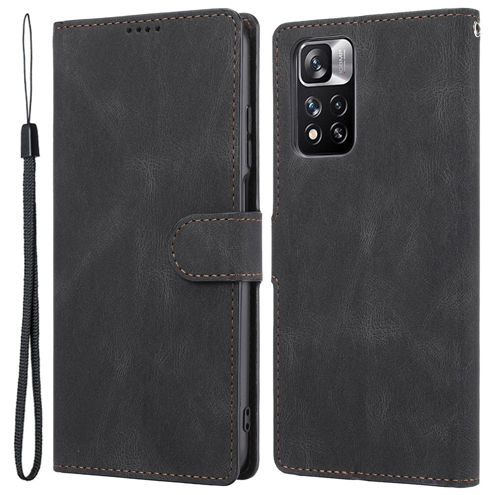 Magnetic Classic Style PU Leather Wallet Case Stand Anti-Scratch Full Protective Phone Cover with Strap for Xiaomi Redmi Note 11 Pro 5G (China) (MediaTek)/Note 11 Pro+ 5G