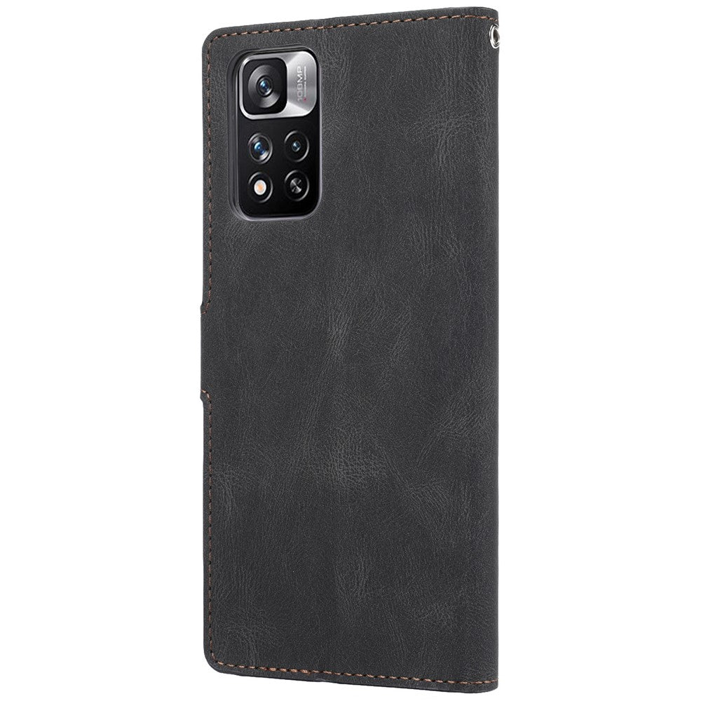 Magnetic Classic Style PU Leather Wallet Case Stand Anti-Scratch Full Protective Phone Cover with Strap for Xiaomi Redmi Note 11 Pro 5G (China) (MediaTek)/Note 11 Pro+ 5G