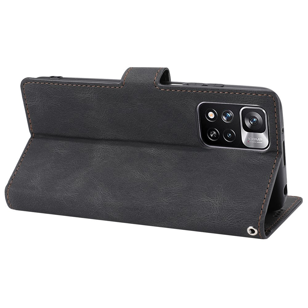 Magnetic Classic Style PU Leather Wallet Case Stand Anti-Scratch Full Protective Phone Cover with Strap for Xiaomi Redmi Note 11 Pro 5G (China) (MediaTek)/Note 11 Pro+ 5G